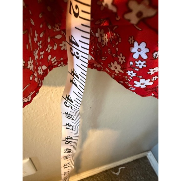 Max Studio Red Floral Ditsy V-Neck Ruffle Sleeve Midi Dress  Womens XS Romantic - Picture 6 of 8